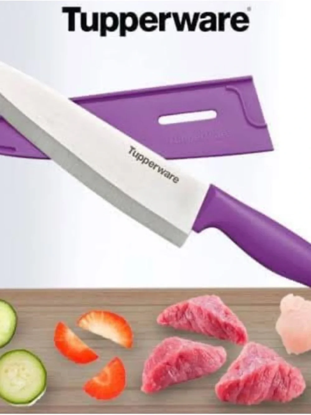 Tupperware Purple Chef Knife with Matching Sheath